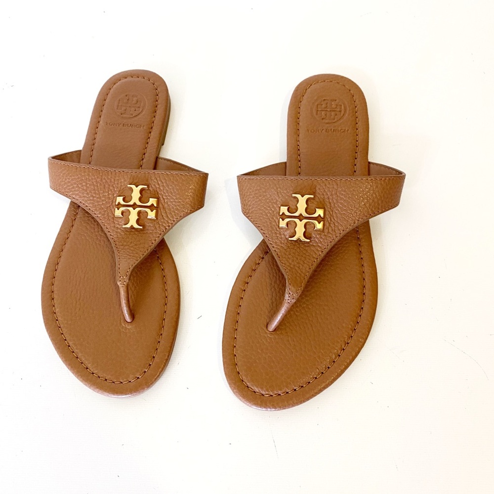 Tory Burch logo women sandal flat Sz 5.5